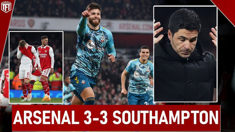 Hòa 3-3 với Southampton, Arsenal đang hụt hơi trong cuộc đua vô địch Premier League 2023